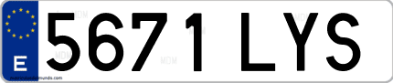 Ejemplo de matrícula de coche ordinaria 5671 LYS