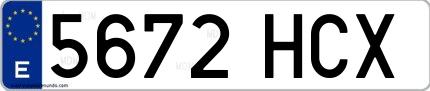 Ejemplo de matrícula española 5672 HCX