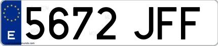 Ejemplo de matrícula española 5672 JFF