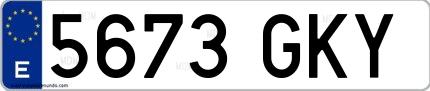 Ejemplo de matrícula española 5673 GKY