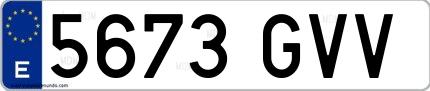 Ejemplo de matrícula española 5673 GVV