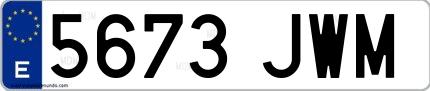 Ejemplo de matrícula española 5673 JWM