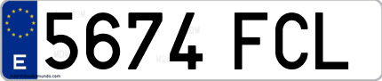Ejemplo de matrícula de coche ordinaria 5674 FCL