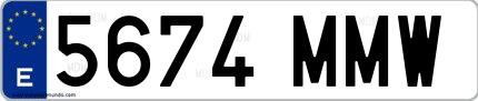 Ejemplo de matrícula española 5674 MMW