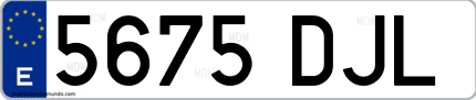 Ejemplo de matrícula de coche ordinaria 5675 DJL