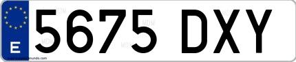 Ejemplo de matrícula española 5675 DXY