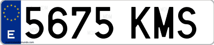 Ejemplo de matrícula de coche ordinaria 5675 KMS