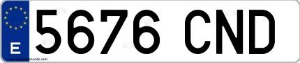Ejemplo de matrícula española 5676 CND