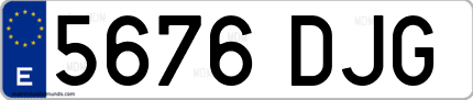 Ejemplo de matrícula de coche ordinaria 5676 DJG