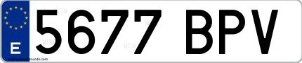 Ejemplo de matrícula española 5677 BPV