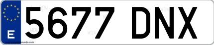 Ejemplo de matrícula española 5677 DNX