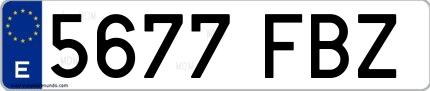 Ejemplo de matrícula española 5677 FBZ