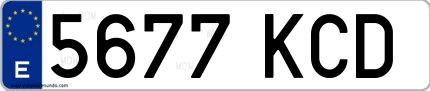 Ejemplo de matrícula española 5677 KCD