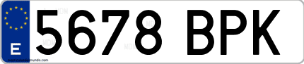 Ejemplo de matrícula de coche ordinaria 5678 BPK