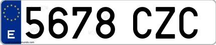 Ejemplo de matrícula española 5678 CZC