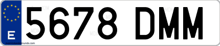 Ejemplo de matrícula de coche ordinaria 5678 DMM