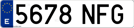 Ejemplo de matrícula de coche ordinaria 5678 NFG