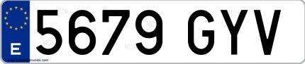 Ejemplo de matrícula española 5679 GYV