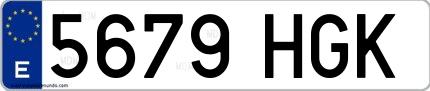 Ejemplo de matrícula española 5679 HGK