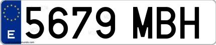 Ejemplo de matrícula española 5679 MBH