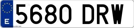 Ejemplo de matrícula española 5680 DRW
