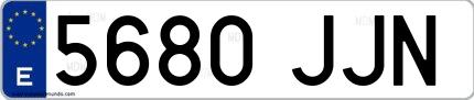 Ejemplo de matrícula española 5680 JJN