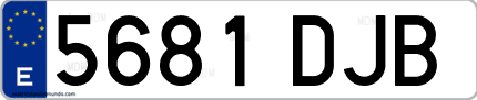 Ejemplo de matrícula de coche ordinaria 5681 DJB