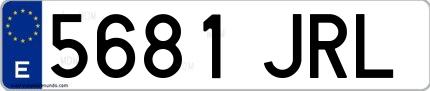 Ejemplo de matrícula española 5681 JRL