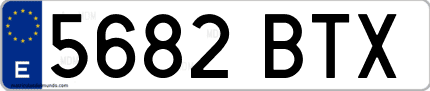 Ejemplo de matrícula de coche ordinaria 5682 BTX