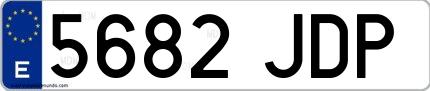 Ejemplo de matrícula española 5682 JDP