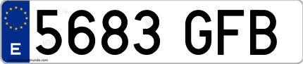 Ejemplo de matrícula de coche ordinaria 5683 GFB