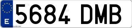 Ejemplo de matrícula española 5684 DMB