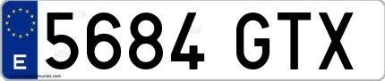 Ejemplo de matrícula española 5684 GTX