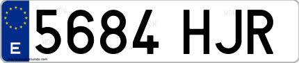Ejemplo de matrícula de coche ordinaria 5684 HJR