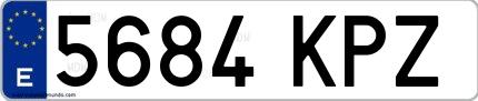 Ejemplo de matrícula española 5684 KPZ
