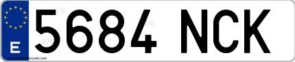 Ejemplo de matrícula española 5684 NCK