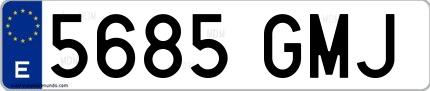 Ejemplo de matrícula española 5685 GMJ