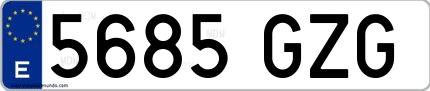 Ejemplo de matrícula española 5685 GZG
