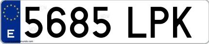 Ejemplo de matrícula española 5685 LPK