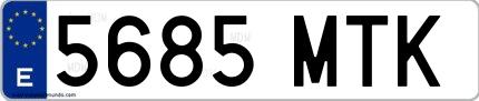 Ejemplo de matrícula española 5685 MTK