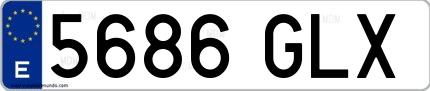 Ejemplo de matrícula española 5686 GLX