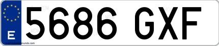 Ejemplo de matrícula española 5686 GXF