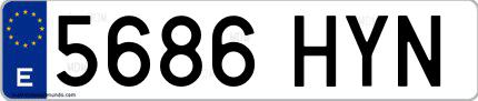 Ejemplo de matrícula española 5686 HYN