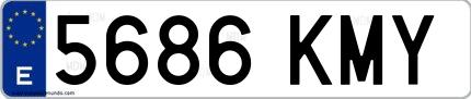Ejemplo de matrícula española 5686 KMY