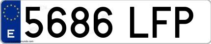 Ejemplo de matrícula española 5686 LFP