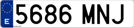 Ejemplo de matrícula de coche ordinaria 5686 MNJ