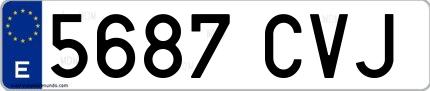 Ejemplo de matrícula española 5687 CVJ
