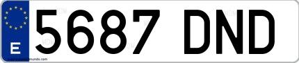 Ejemplo de matrícula española 5687 DND