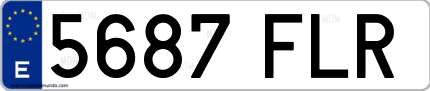 Ejemplo de matrícula de coche ordinaria 5687 FLR