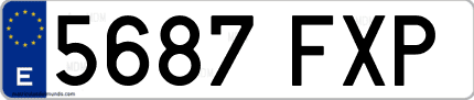 Ejemplo de matrícula de coche ordinaria 5687 FXP